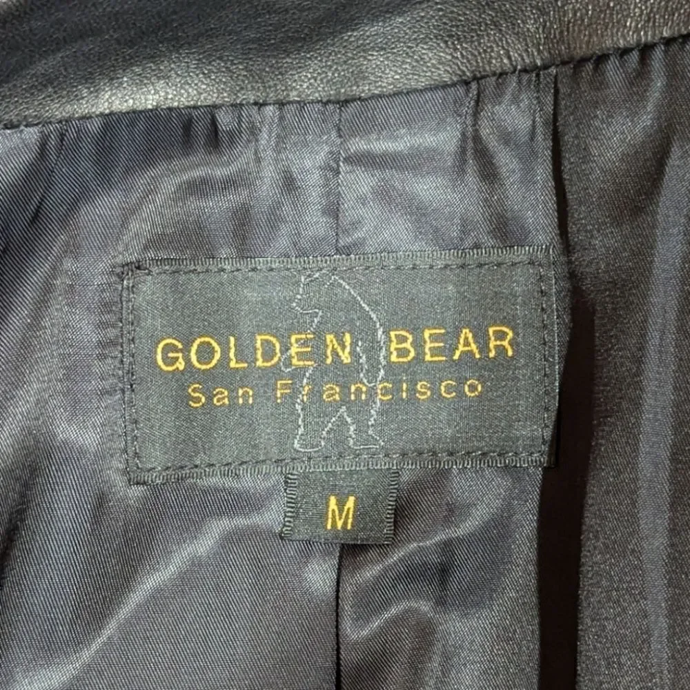 VTG Y2K Golden Bear San Francisco Women's M Leather Hip Length Zipper Jacket